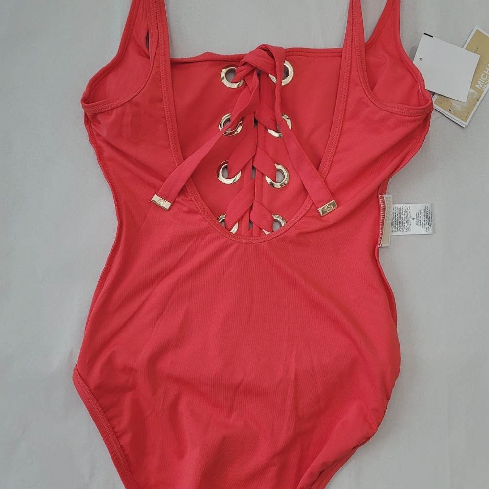 🤑SOLD🤑MICHEAL KORS LACE UP ONE-PIECE SWIMSUIT - Picture 7 of 10